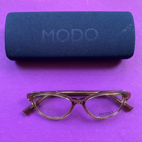 NWT MODO Eyewear 6012 Taupe Clear Cat Eye Frames w/ Case...